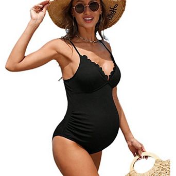 Women's Maternity One Piece Swimsuit Pregnancy Tankini Solid Color Swimwear