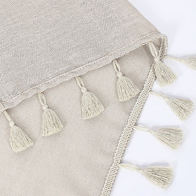 Garvee Boho Tassel Linen Blend Shower CurtainDurable Buttonhole Design, 72"x72"