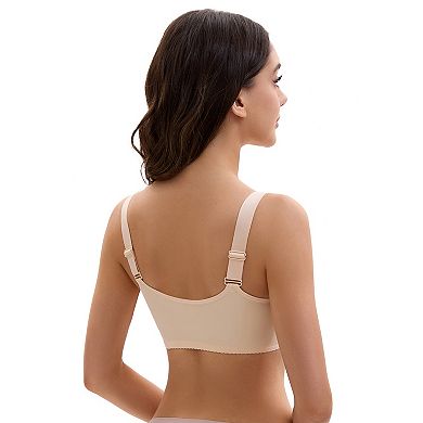 Front Closure for Women's Lace Full Coverage V Neck Wirefree Adjustable Straps Soft Bras