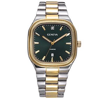 Geneva Men's Two Tone Diamond Dial Stainless Steel Watch