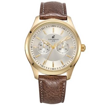 Caribbean Joe Men's Chronograph Brown Strap Watch