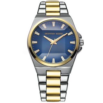 Geoffrey Beene Men's Two-Tone Faceted Glass Bracelet Watch