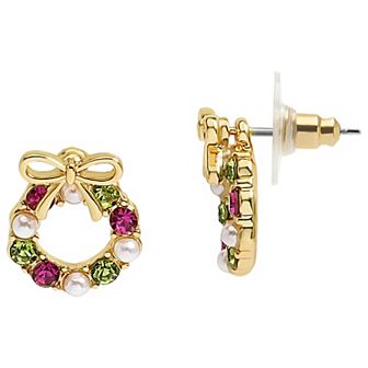 LC Lauren Conrad Gold-Tone Bow & Wreath Earrings