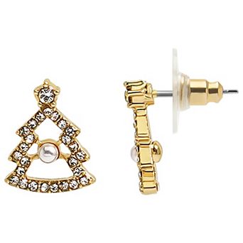 LC Lauren Conrad Simulated Pearl Christmas Tree Earrings