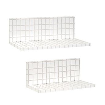 American Art Décor 2 pc White Retro Wavey Tile Floating Wall Shelves