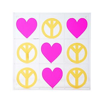 American Art Décor Acrylic Tic Tac Toe Board Game Peace & Heart Signs 10-Inch