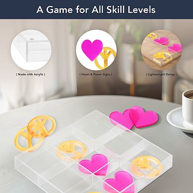 American Art Décor Acrylic Tic Tac Toe Board Game Peace & Heart Signs 10-Inch