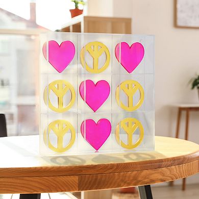 American Art Décor Acrylic Tic Tac Toe Board Game Peace & Heart Signs 10-Inch