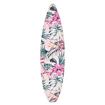 American Art Décor Surfboard Tropical Hibiscus & Monstera Wall Decor