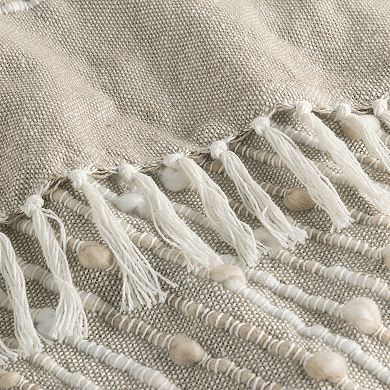 Indigo Road by Egypt Sherrod Damara Slub Stripe Tasseled Cotton Blend Throw Blanket