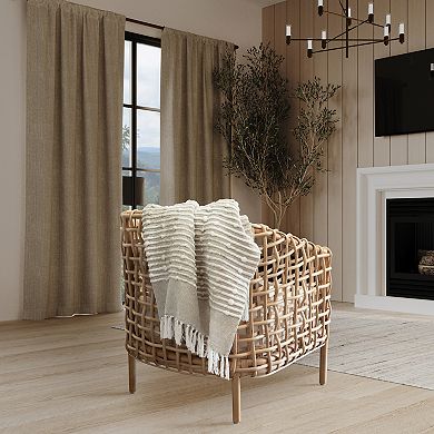 Indigo Road by Egypt Sherrod Damara Slub Stripe Tasseled Cotton Blend Throw Blanket