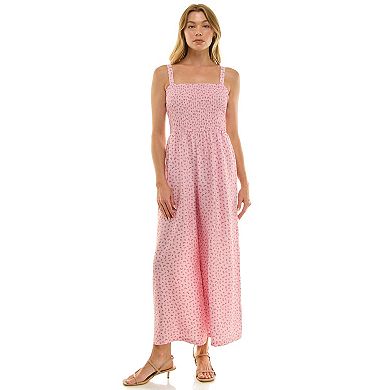 Juniors' As U Wish Smocked Wide Leg Jumpsuit