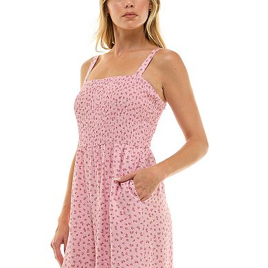 Juniors' As U Wish Smocked Wide Leg Jumpsuit