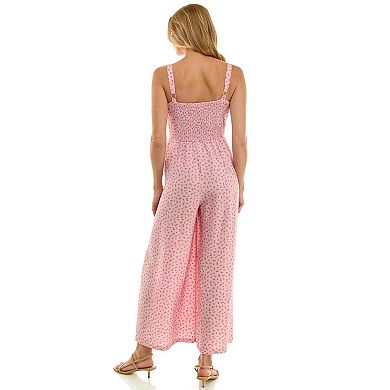 Juniors' As U Wish Smocked Wide Leg Jumpsuit