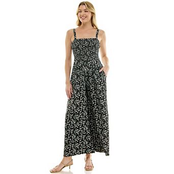 Juniors' As U Wish Smocked Wide Leg Jumpsuit