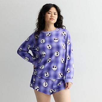 Juniors' Plus Size Nightmare Before Christmas Jack Skellington Pajama Top and Pajama Bottom Set