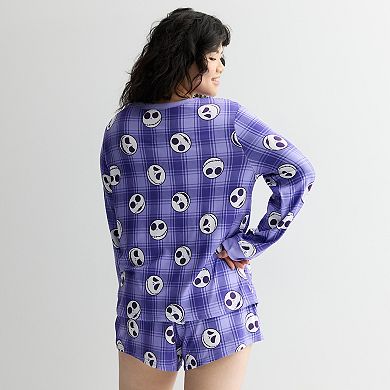 Juniors' Plus Size Nightmare Before Christmas Jack Skellington Pajama Top and Pajama Bottom Set