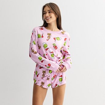 Juniors' Grinch & Max Elements Pajama Top & Pajama Shorts Set
