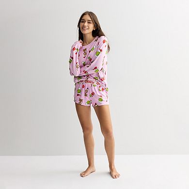 Juniors' Grinch & Max Elements Pajama Top & Pajama Shorts Set