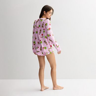 Juniors' Grinch & Max Elements Pajama Top & Pajama Shorts Set