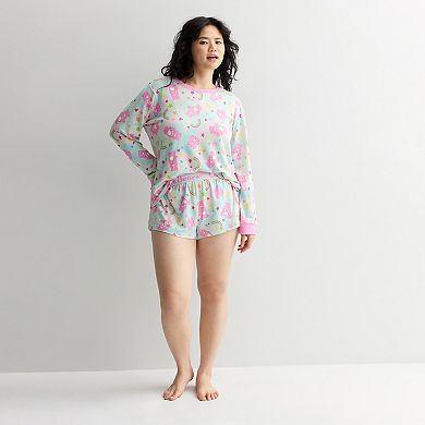 Juniors' Plus Size Share Bear Tie-dye Pajama Top and Pajama Bottom Set