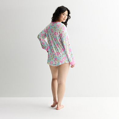 Juniors' Plus Size Share Bear Tie-dye Pajama Top and Pajama Bottom Set