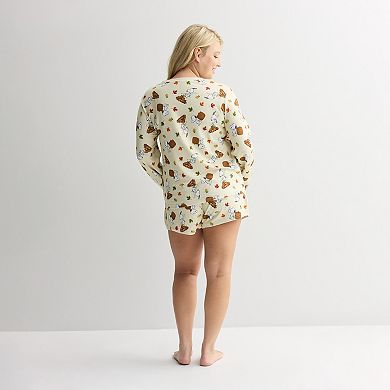 Juniors' Plus Size Snoopy Harvest Pajama Top and Pajama Bottom Set