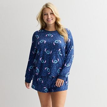 Juniors' Plus Size Stich Doodles Pajama Top and Pajama Bottom Set