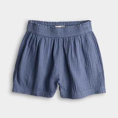 Juniors SO® High Rise Smocked Double Gauze Shorts