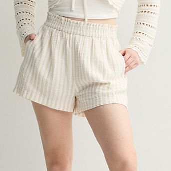 Juniors SO® High Rise Smocked Double Gauze Shorts