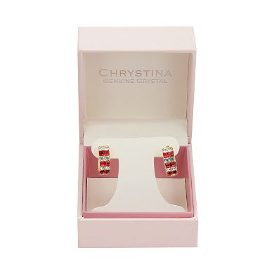Chrystina 14k Gold Plated Crystal Hoop Earrings