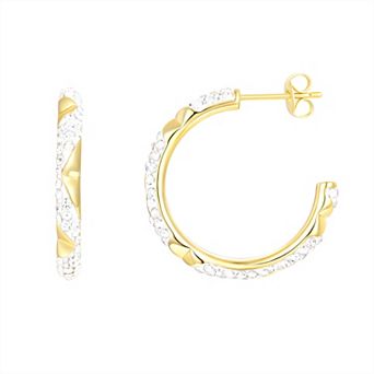 Chrystina 14k Gold Plated Crystal Cutout Hoop Earrings