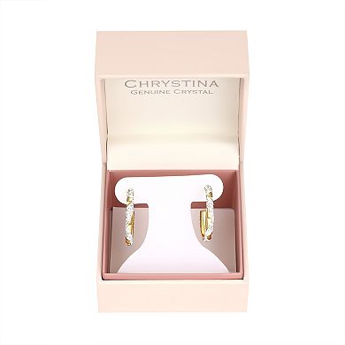 Chrystina 14k Gold Plated Crystal Cutout Hoop Earrings