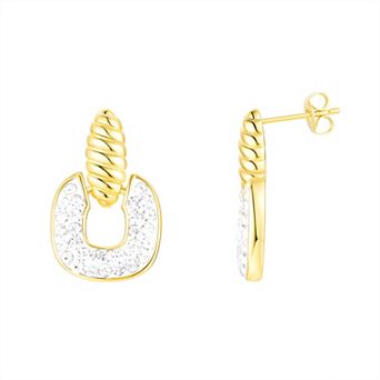 Chrystina 14k Gold Plated Crystal Doorknocker Post Dangle Earrings