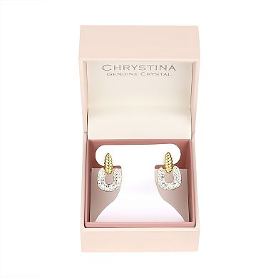 Chrystina 14k Gold Plated Crystal Doorknocker Post Dangle Earrings