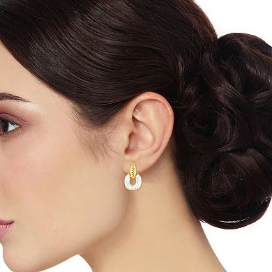 Chrystina 14k Gold Plated Crystal Doorknocker Post Dangle Earrings