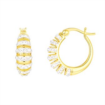 Chrystina 14k Gold Plated Crystal Multi-Row Hoop Earrings