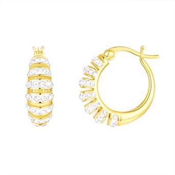 Chrystina 14k Gold Plated Crystal Multi-Row Hoop Earrings