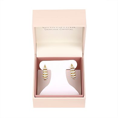 Chrystina 14k Gold Plated Crystal Multi-Row Hoop Earrings