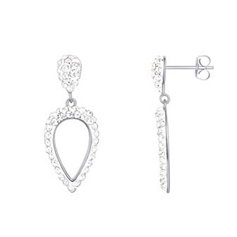 Chrystina Fine Silver Plated Crystal Open Arrow Post & Dangle Earrings