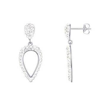 Chrystina Fine Silver Plated Crystal Open Arrow Post & Dangle Earrings