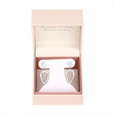 Chrystina Fine Silver Plated Crystal Open Arrow Post & Dangle Earrings