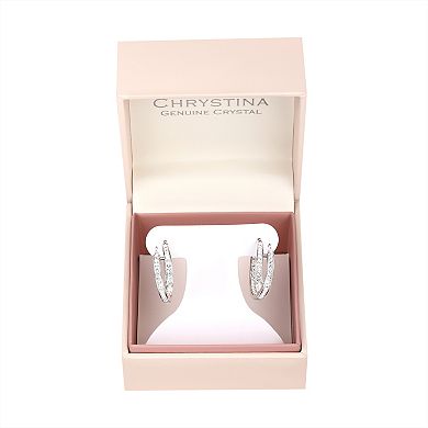 Chrystina Fine Silver Plated Crystal & Cubic Zirconia Bypass Hoop & Dangle Earrings