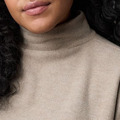 Plus Size Simply Vera Vera Wang Turtleneck Long Sleeve Brushed Knit Top