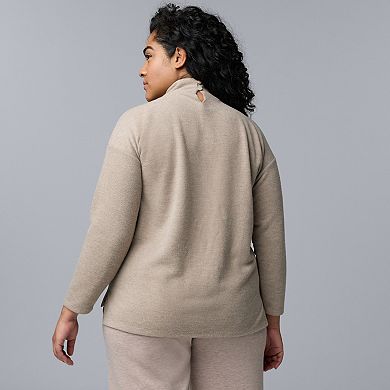 Plus Size Simply Vera Vera Wang Turtleneck Long Sleeve Brushed Knit Top