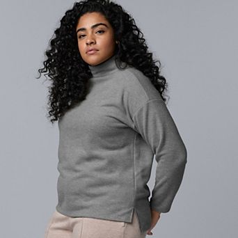 Plus Size Simply Vera Vera Wang Turtleneck Long Sleeve Brushed Knit Top