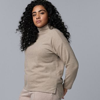 Plus Size Simply Vera Vera Wang Turtleneck Long Sleeve Brushed Knit Top