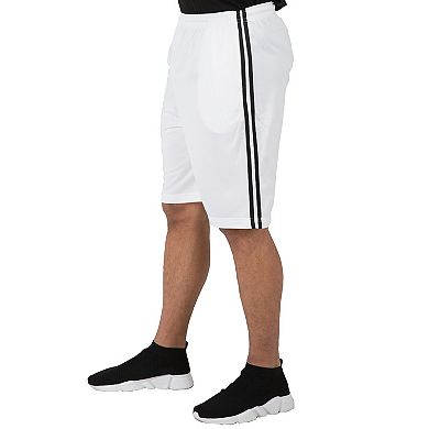 Vibes Men's Tricot Active Shorts Double Stripes Elastic Waist 13" Inseam