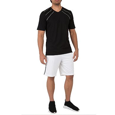 Vibes Men's Tricot Active Shorts Double Stripes Elastic Waist 13" Inseam