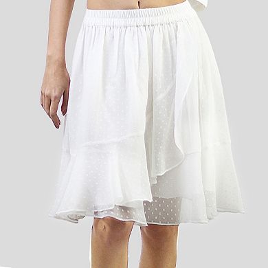 Women's Layered Ruffle Elastic Waist Above Knee Skirt